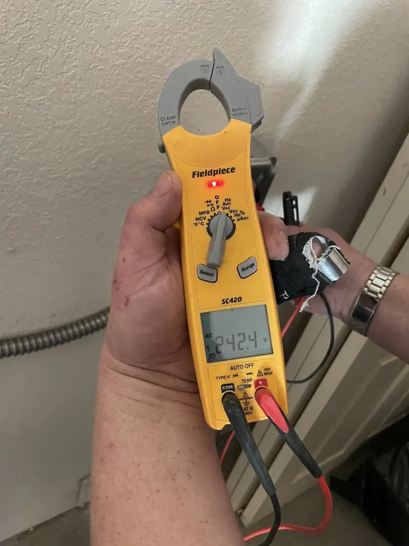 Voltage testing with clamp meter during Generator Installation in Pepperell